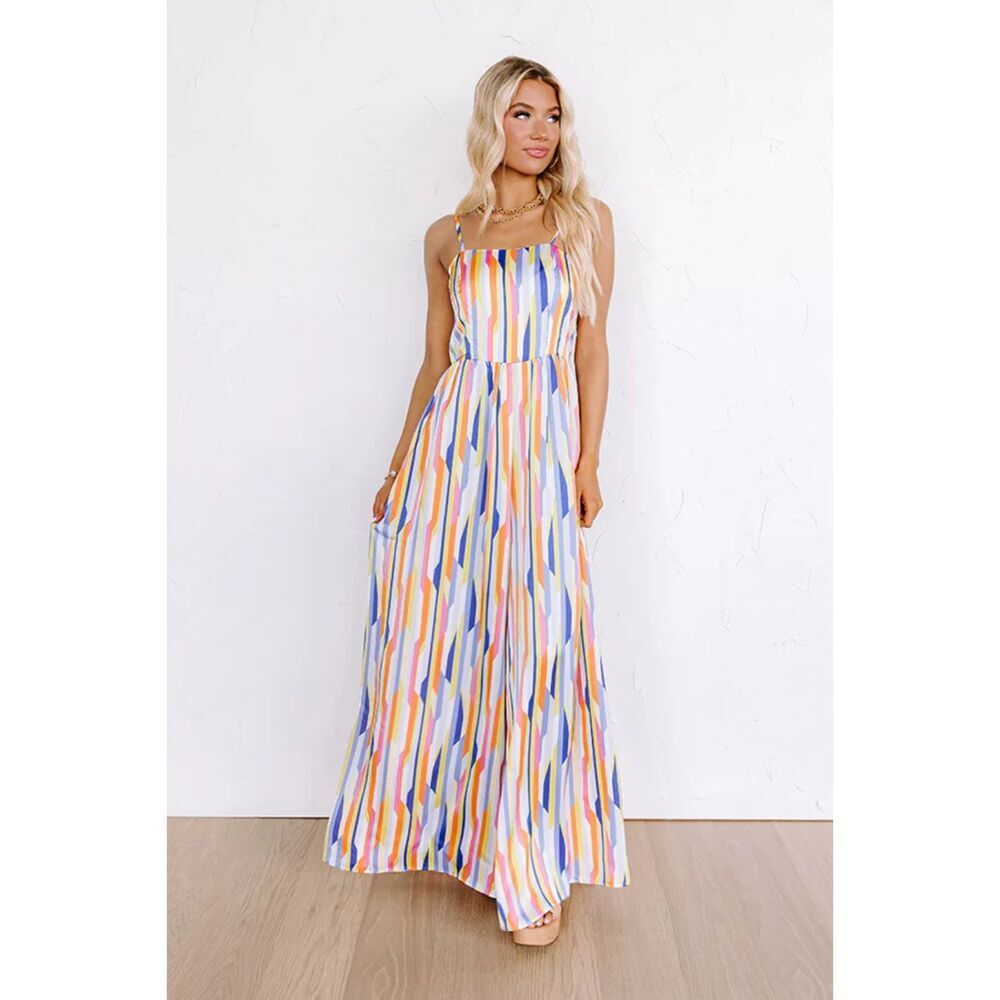 Satin Stripe Jumpsuit - Picture 2 of 6